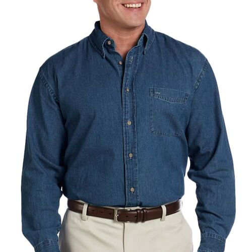 Men's Tall Long-Sleeve Denim Shirt Thumbnail