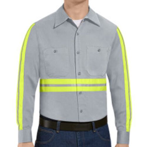 Men's Tall Enhanced Visibility Long Sleeve Cotton Work Shirt Thumbnail