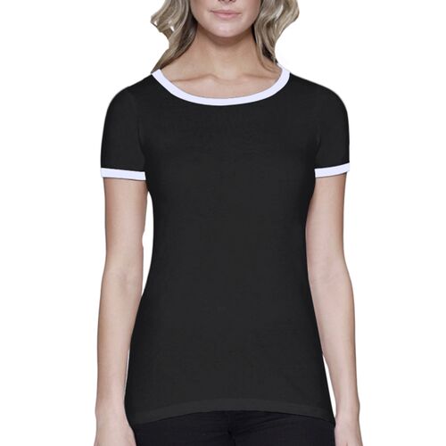 Ladies' CVC Ringer T-Shirt Thumbnail