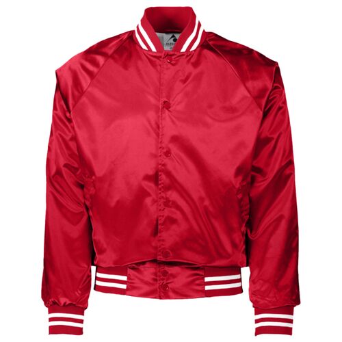 Unisex Striped Trim Satin Baseball Jacket Thumbnail