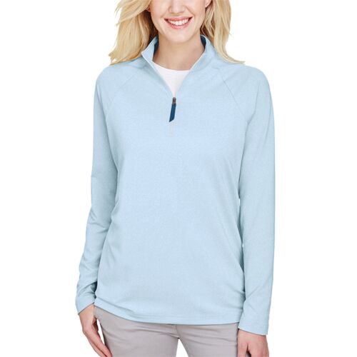 CrownLux Performance® Ladies' Clubhouse Micro-Stripe Quarter-Zip Thumbnail